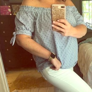 💙Blue Off the Shoulder Blouse 👚